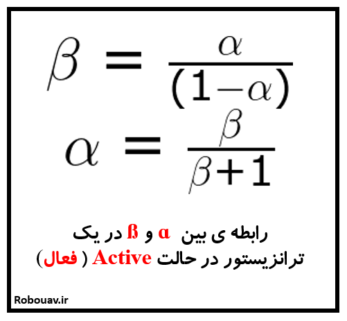 رابطه ی بین آلفا و بتا در یک ترانزیستور در حالت فعال ( Active )