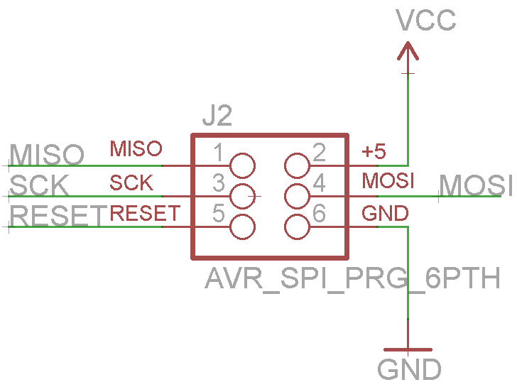 برچسب گذاری کانکتور 2X3 مربوط به ICSP