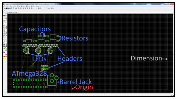 کار با board editor در eagle - قرار دادن قطعات در eagle