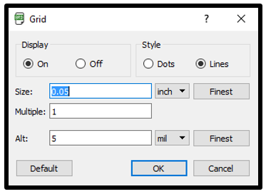 تنظیمات مربوط به grid در eagle