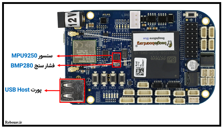 سنسورهای و پورت USB Host در Beaglebone Blue
