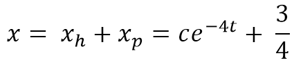 پاسخ نهایی یک معادله دیفرانسیل خطی مرتبه اول با ضرایب ثابت