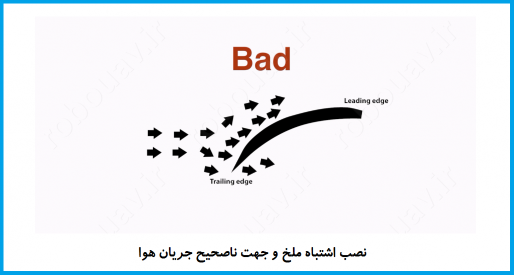 جهت اشتباه نصب ملخ کوادکوپتر